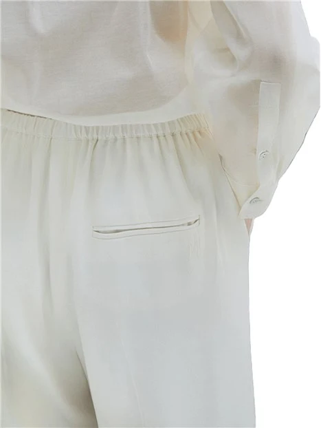 PANTALONI PALAZZO FLUIDI CON COULISSE DONNA BIANCO