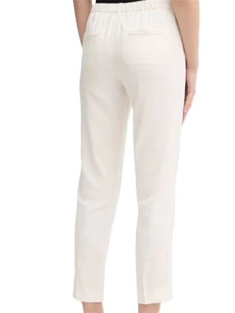 PANTALONI A SIGARETTA IN MISTO LINO CON INSERTO ELASTICIZZATO DONNA BIANCO