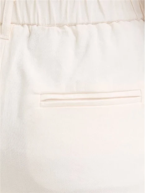PANTALONI A SIGARETTA IN MISTO LINO CON INSERTO ELASTICIZZATO DONNA BIANCO