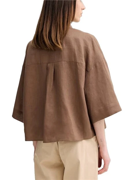 CAMICIA IN PURO LINO CON VESTIBILITA' AMPIA DONNA MARRONE