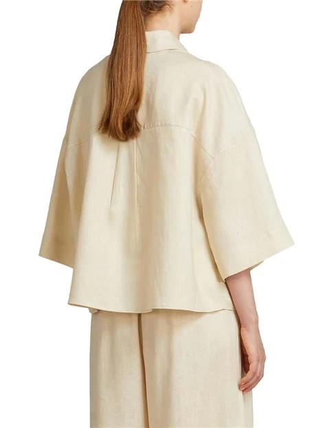 CAMICIA MANICA 3/4  IN LINO DONNA BEIGE