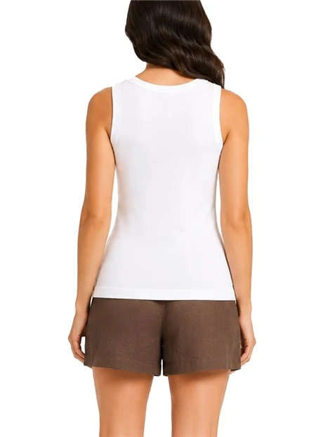 TOP ELASTICIZZATO IN AMGLIA A COSTE DONNA BIANCO