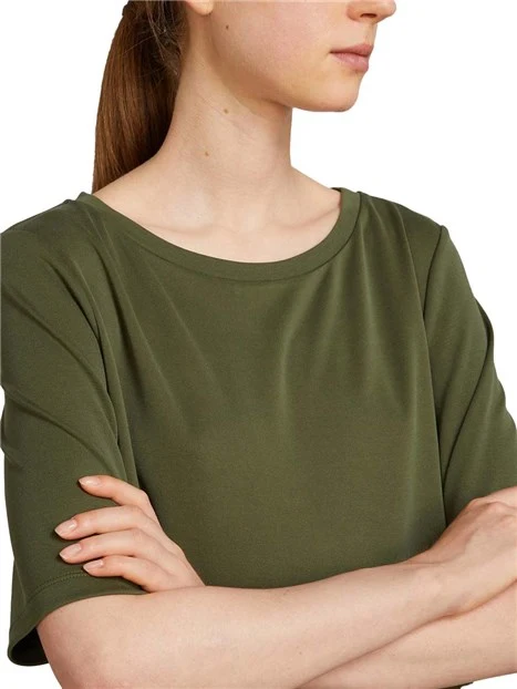 BLUSA MANICA CORTA SCOLLO A BARCHETTA DONNA VERDE