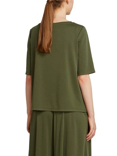 BLUSA MANICA CORTA SCOLLO A BARCHETTA DONNA VERDE