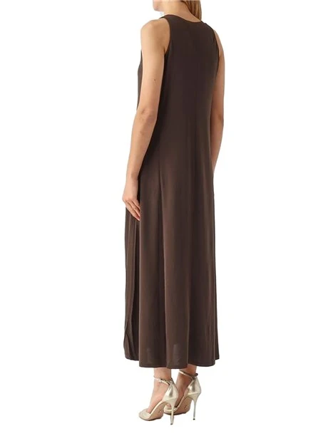 VESTITO LUNGO SMANICATO IN JERSEY DI VISCOSA DONNA MARRONE