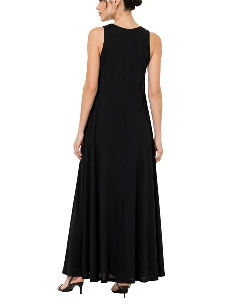 VESTITO LUNGO SMANICATO IN JERSEY DI VISCOSA DONNA NERO