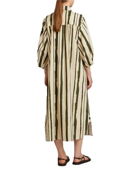 VESTITO CHEMISIER FANTASIA A RIGHE BEIGE