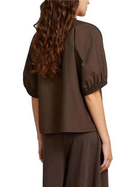 BLUSA MANICHE A PALLONCINO DONNA MARRONE