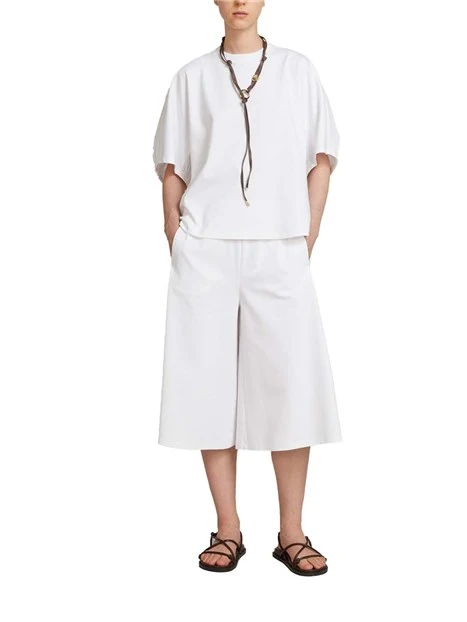 PANTALONI CROPPED CON COULISSE DONNA BIANCO