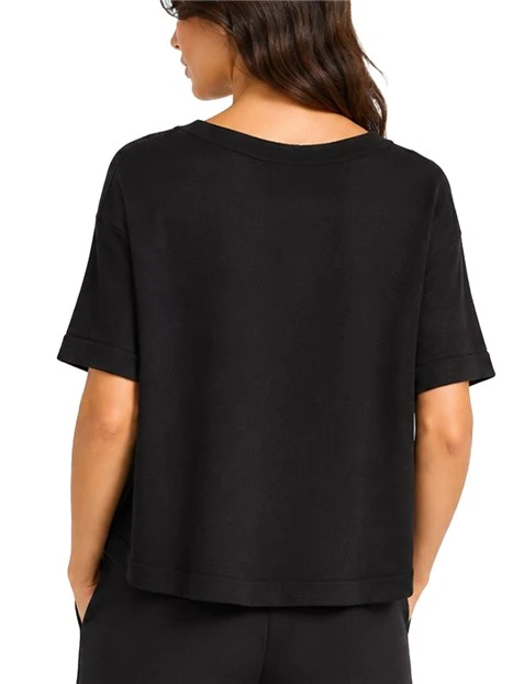 T-SHIRT MANICA CORTA IN VISCOSA VESTIBILITÀ AMPIA DONNA NERO