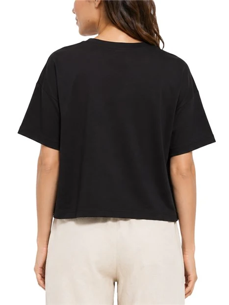 BLUSA MANICA CORTA IN JERSEY DI VISCOSA CON TAGLIO BOXY DONNA NERO