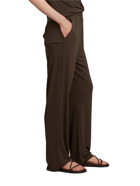 PANTALONI A SIGARETTA CON VITA ELASTICIZZATA DONNA MARRONE