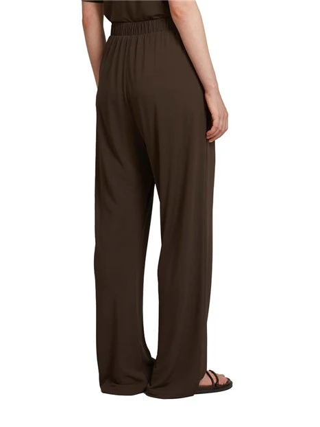 PANTALONI A SIGARETTA CON VITA ELASTICIZZATA DONNA MARRONE