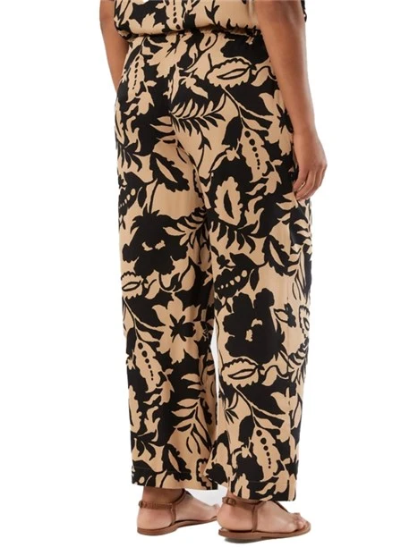 PANTALONI PALAZZO IN VISCOSA CON STAMPA ALL OVER DONNA BEIGE
