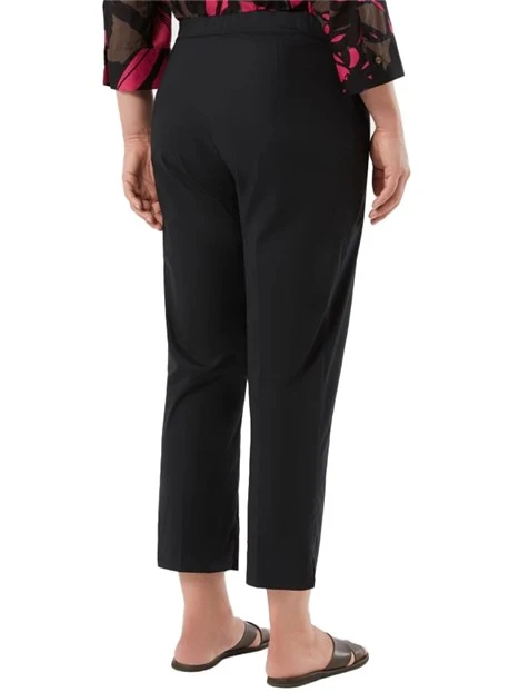 PANTALONI CROPPED IN COTONE STRETCH CON SPACCHETTI AL FONDO DONNA NERO
