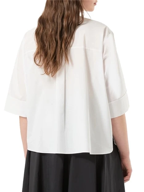 CAMICIA MANICA CORTA IN COTONE LINEA BOXY DONNA BIANCO