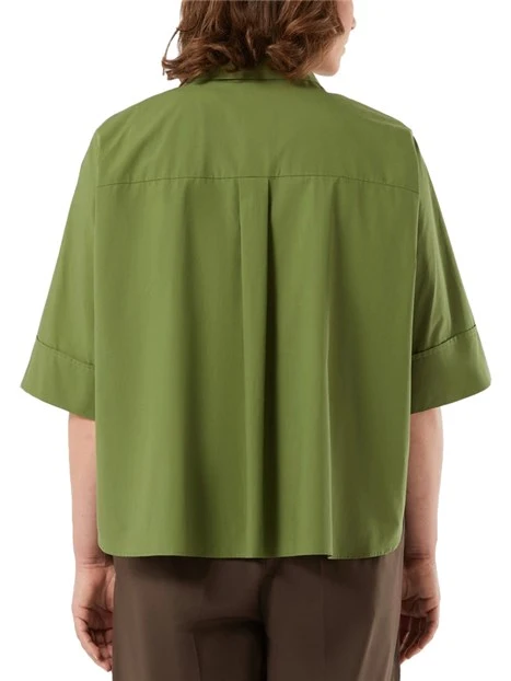 CAMICIA MANICA CORTA IN COTONE LINEA BOXY DONNA VERDE