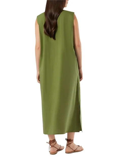 VESTITO CORTO CON SCOLLO A V E SPACCHI LATERALI DONNA VERDE