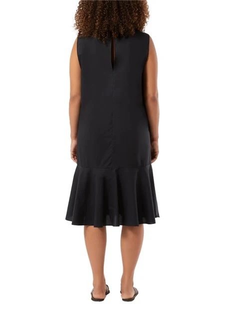 VESTITO CORTO IN PURO COTONE CON BALZA DONNA NERO