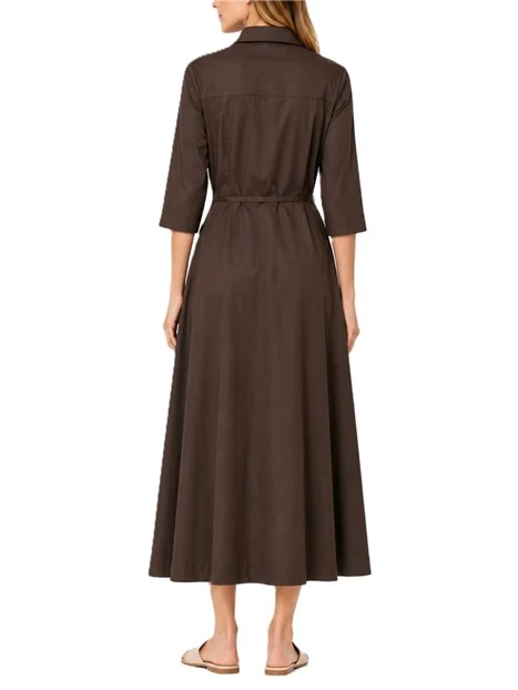 VESTITO CHEMISIER CON CINTURA IN VITA DONNA MARRONE