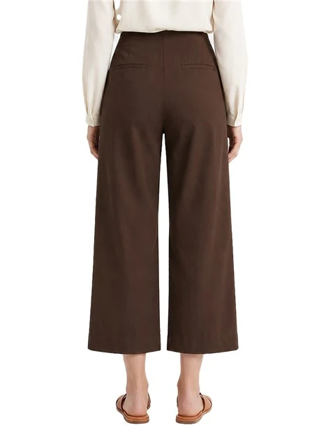 PANTALONI CROPPED IN COTONE STRETCH CON PASSANTI DONNA MARRONE
