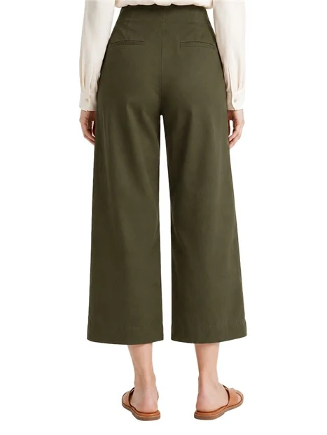 PANTALONI CROPPED IN COTONE STRETCH CON PASSANTI DONNA VERDE
