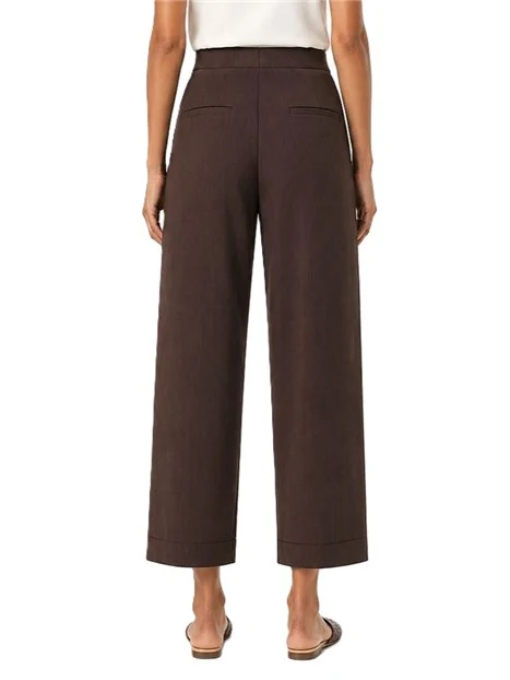 PANTALONI CROPPED IN TESSUTO LEGGERO CON TASCHE DONNA MARRONE