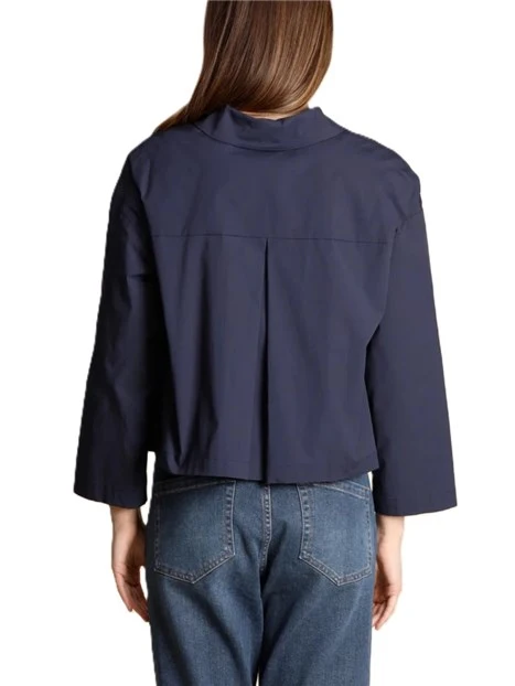GIACCA CORTA IN COTONE STRETCH MODELLO BOXY DONNA BLU