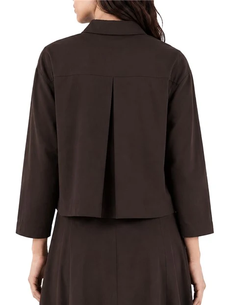 GIACCA CORTA IN COTONE STRETCH MODELLO BOXY DONNA MARRONE