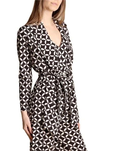 GIACCA IN JERSEY CON FUSCIACCA IN VITA E STAMPA DONNA MARRONE