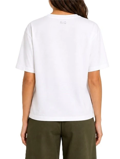 TOP IN JERSEY MANICA CORTA CON STAMPA KUCHING DONNA BIANCO