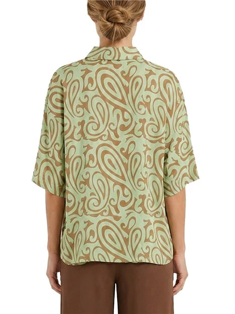 CAMICIA KIMONO IN VOILE STAMPATO DONNA VERDE