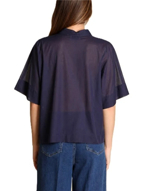 CAMICIA KIMONO IN VOILE DI COTONE DONNA BLU