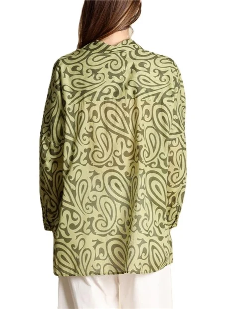 CAMICIA IN VOILE CON STAMPA DI COLLEZIONE DONNA VERDE