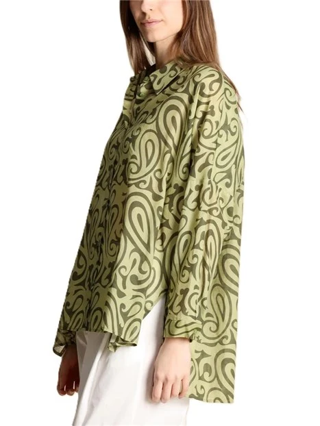 CAMICIA IN VOILE CON STAMPA DI COLLEZIONE DONNA VERDE