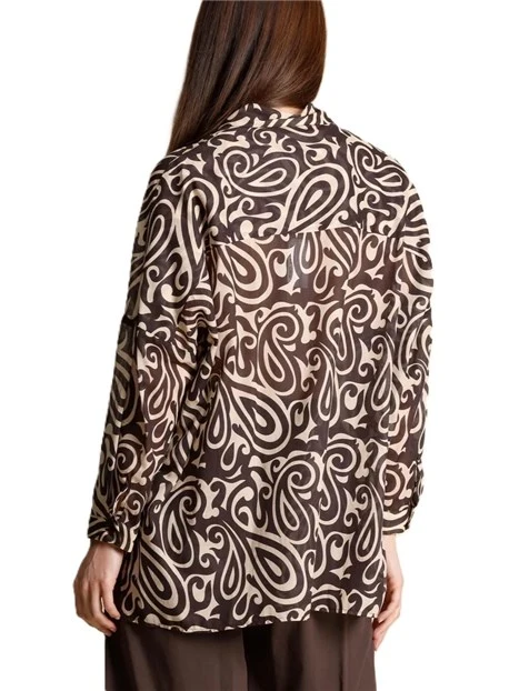 CAMICIA IN VOILE CON STAMPA DI COLLEZIONE DONNA MARRONE