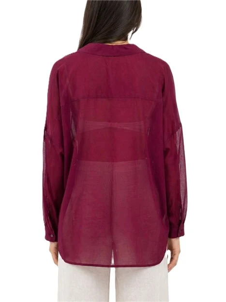 CAMICIA IN VOILE DI COTONE CON COSTRUZIONE A RETTANGOLO DONNA BORDEAUX