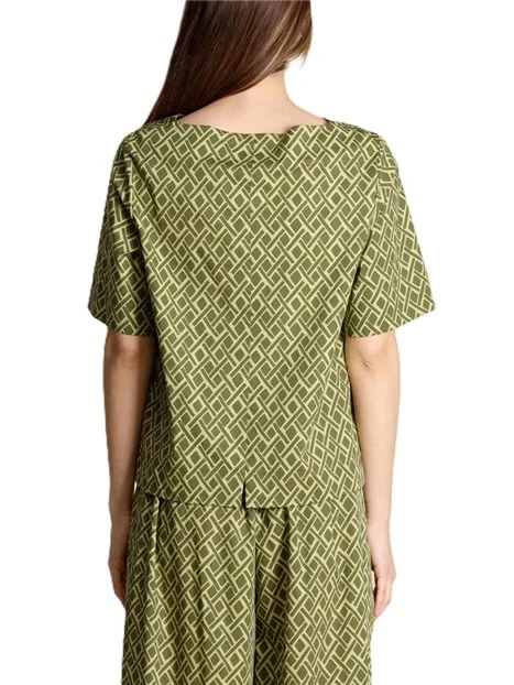 BLUSA IN POPELINE STAMPATO DONNA VERDE