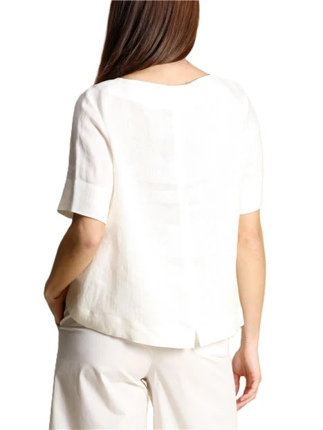 BLUSA IN LINO VESTIBILITA' AMPIA DONNA AVORIO