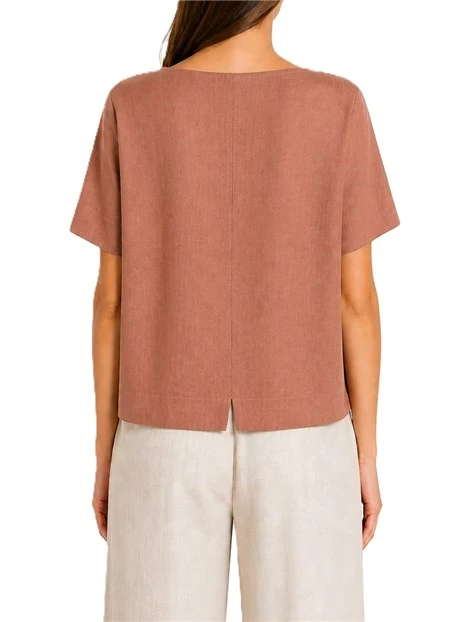 BLUSA IN LINO VESTIBILITA' AMPIA DONNA ROSSO