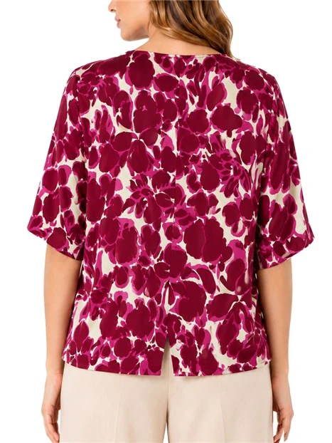 BLUSA MANICA KIMONO IN SETA STAMPATA DONNA VIOLA