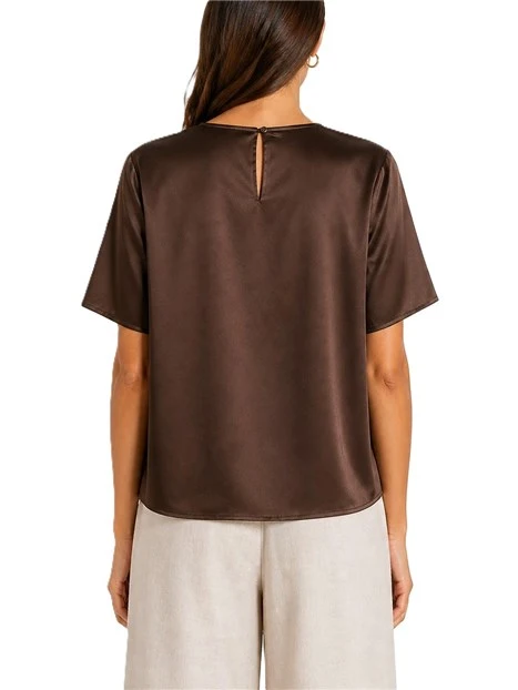 BLUSA  IN RASO VESTIBILITA' CONFORTEVOLE DONNA MARRONE