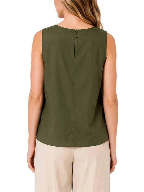 TOP IN POPELINE CON FIOCCO SPALLA DONNA VERDE