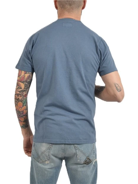 T-SHIRT MANICA CORTA IN JERSEY DI COTONE CON TASCA PIATTA UOMO BLU