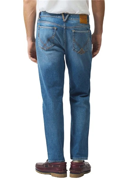 JEANS REGULAR CON LEGGERE BAFFATURE UOMO BLU