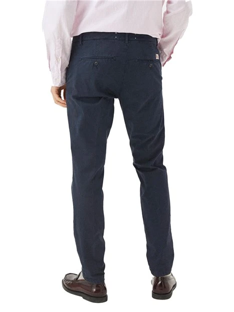 PANTALONE CHINO IN GARBADINA DI COTONE STRETCH UOMO BLU
