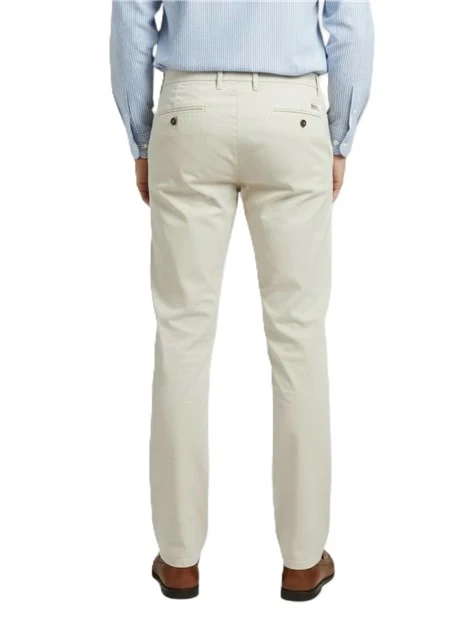 PANTALONE CHINO IN GARBADINA DI COTONE STRETCH UOMO AVORIO