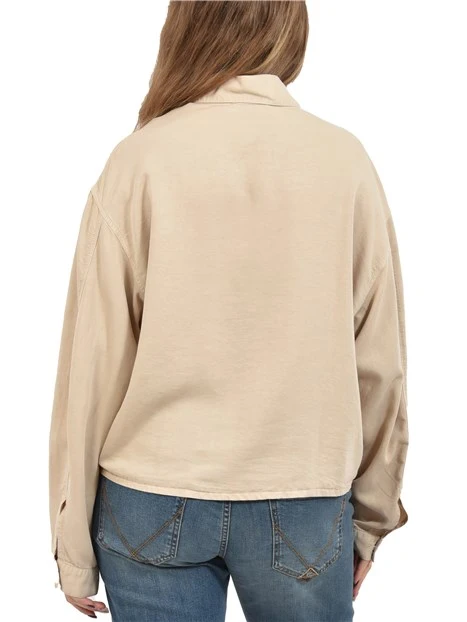 CAMICIA DONNA CON TASCHE FRONTALI E BOTTONI A PRESSIONE DONNA BEIGE
