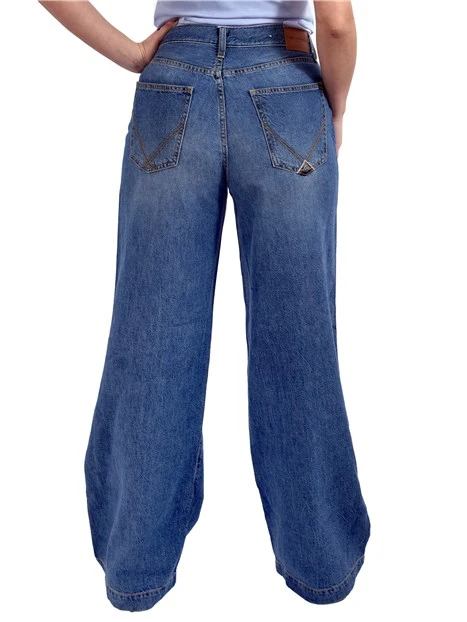 JEANS PALAZZO VITA ALTA LAVAGGIO MEDIO DONNA BLU