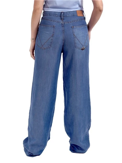 JEANS PALAZZO LAVAGGIO CHIARO DONNA BLU